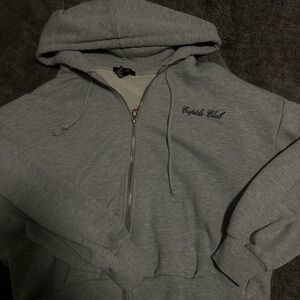 Forever 21 Light Gray Zip-Up Hoodie